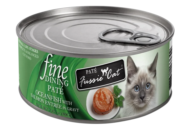 Fussie Cat Fine Dining - Pate - Oceanfish with Salmon Entree in gravy Cat Food (2.82 oz (80g) cans)