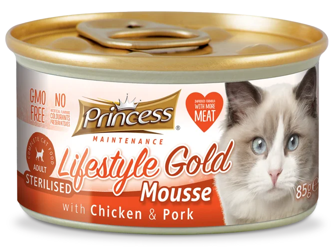 Princess Lifestyle Gold Mousse, Chicken & Pork Sterilised, 85g