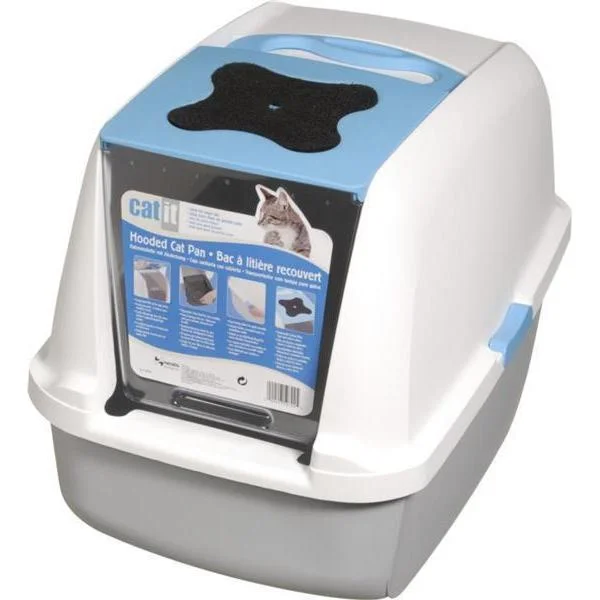 Catit Deluxe Hooded Cat Litter Tray Blue