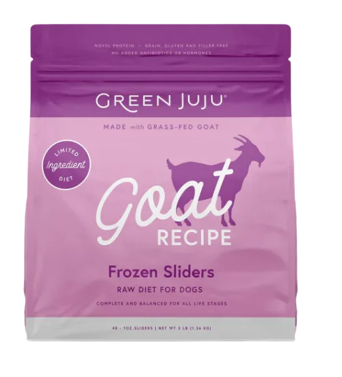 Green Juju Frozen Dog Food - Goat Recipe Sliders 3lb Bag