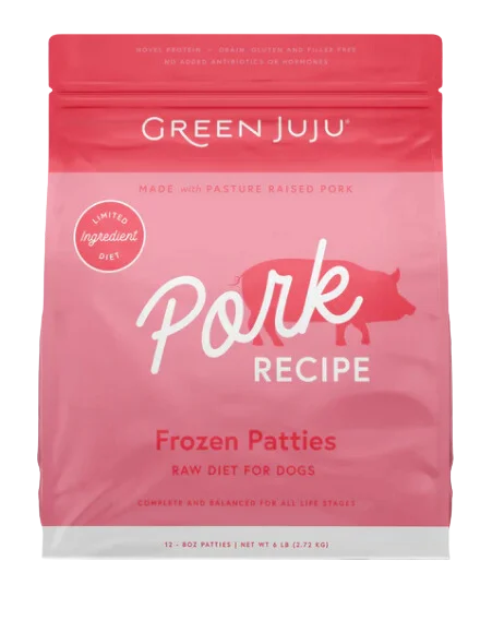 Green Juju Frozen Dog Food - Pork Recipe Patties 6lb Bag