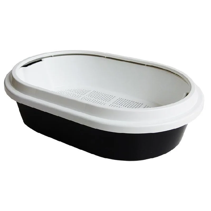 K9 Homes Oval Sieve Cat Litter Tray Black