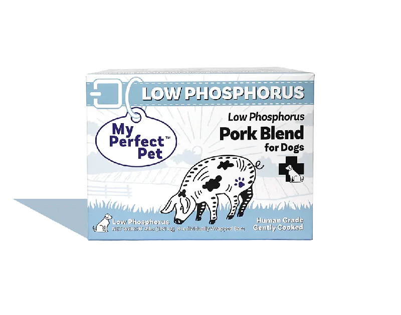 My Perfect Pet Frozen Human Grade Gently Cooked Dog Food - Low Phosphorus Pork Blend 4lb Box (8 individually wrapped bars)