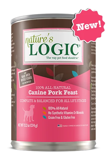 Nature's Logic Wet Dog Food Pork Feast 13.2oz Can Single