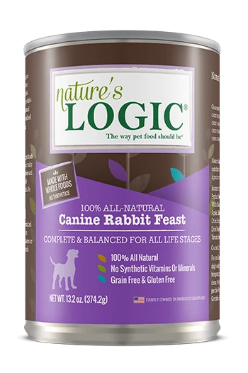 Nature's Logic Wet Dog Food Rabbit Feast 13.2oz Can Single