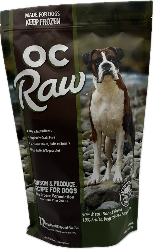 OC Raw Frozen Dog Food Patties Venison & Produce 6lb Bag