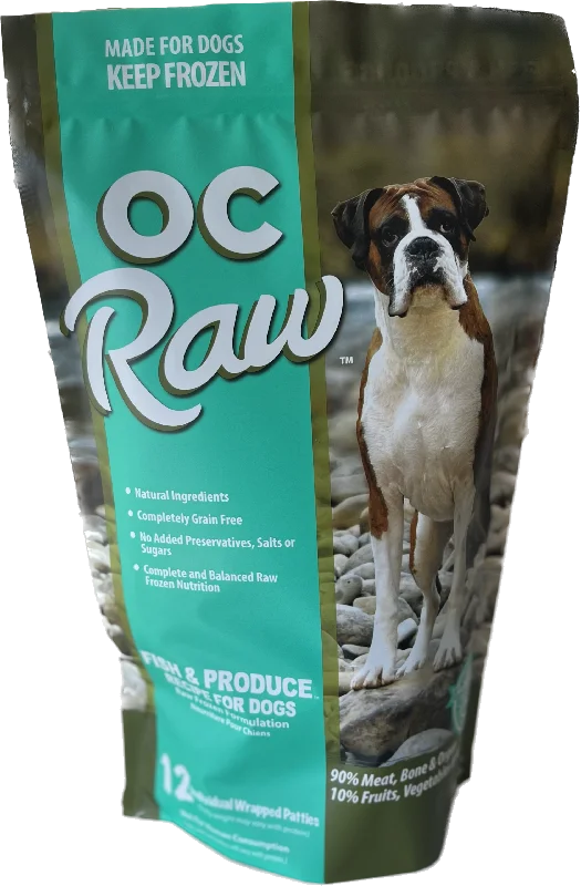 OC Raw Frozen Dog Food Patties Fish & Produce 6lb Bag