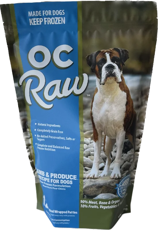 OC Raw Frozen Dog Food Patties Lamb & Produce 6lb Bag