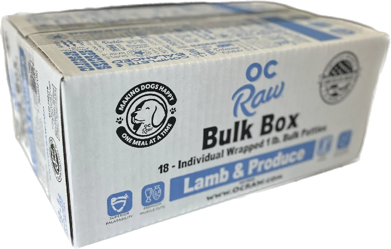 OC Raw Frozen Dog Food Patties Lamb & Produce 18lb Bulk Box *Special Order Only*