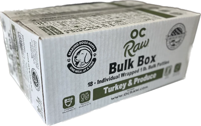 OC Raw Frozen Dog Food Patties Turkey & Produce 18lb Bulk Box