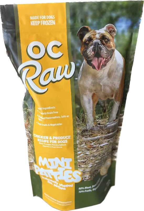 OC Raw Frozen Dog Food Sliders Chicken & Produce 4lb Bag