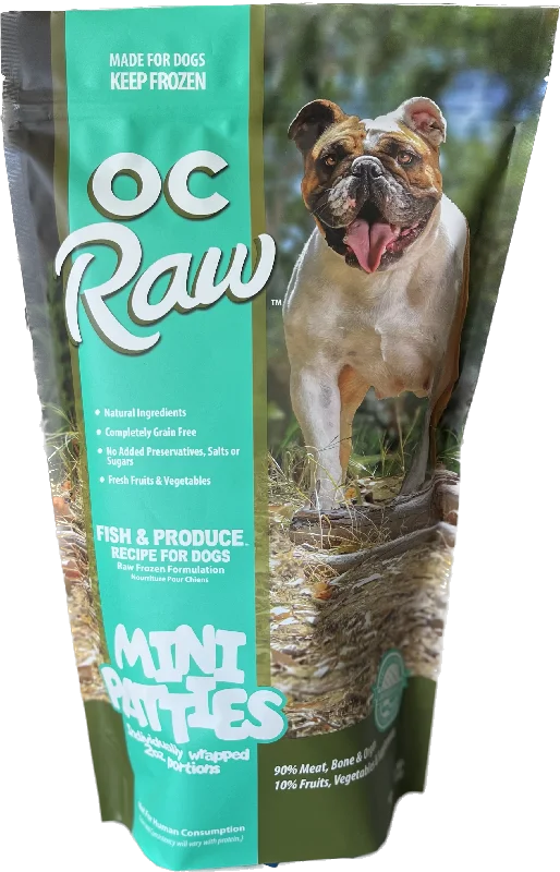 OC Raw Frozen Dog Food Sliders Fish & Produce 4lb Bag