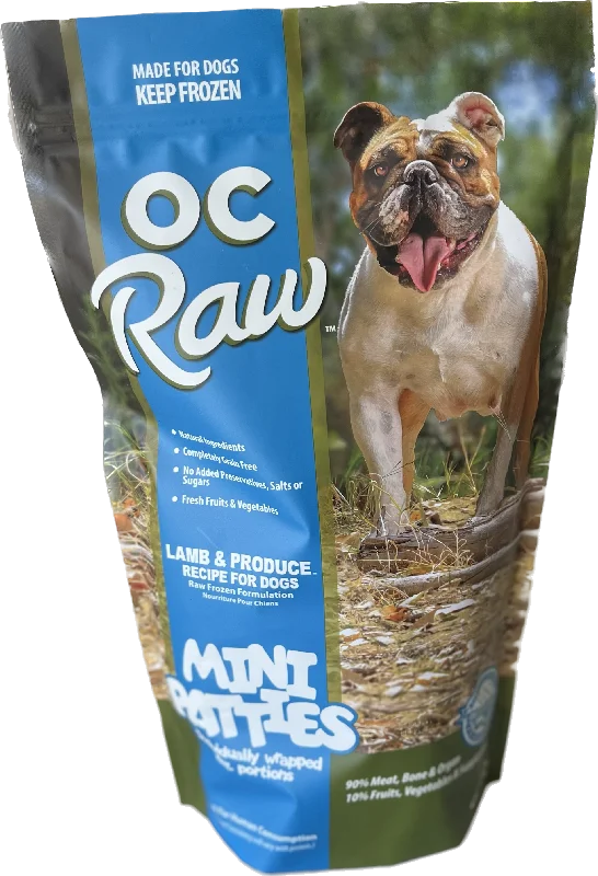 OC Raw Frozen Dog Food Sliders Lamb & Produce 4lb Bag