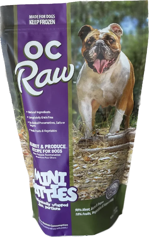 OC Raw Frozen Dog Food Sliders Rabbit & Produce 4lb Bag