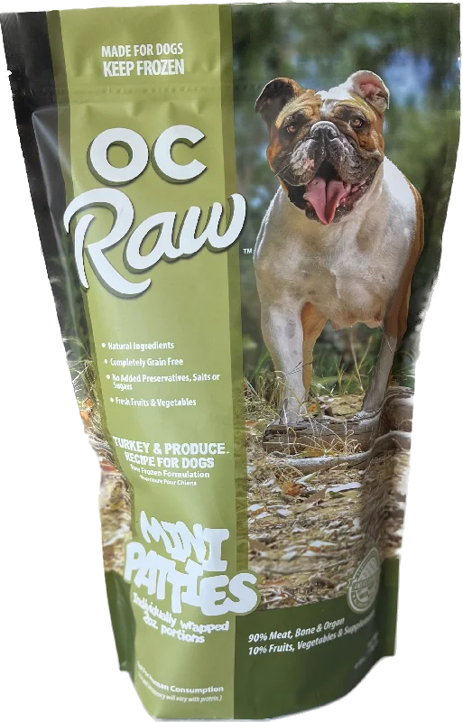 OC Raw Frozen Dog Food Sliders Turkey & Produce 4lb Bag