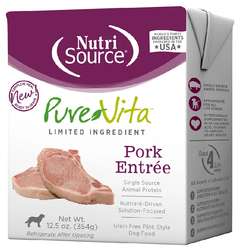 PureVita Wet Dog Food Grain-Free Pâté Pork Entrée 12.5oz Tetra Single