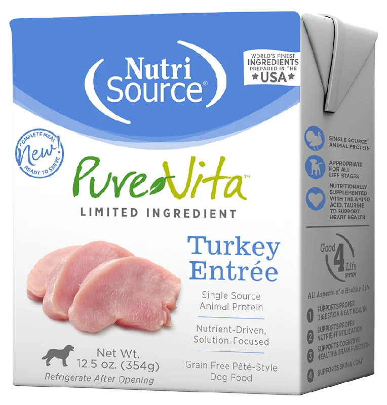 PureVita Wet Dog Food Grain-Free Pâté Turkey Entrée 12.5oz Tetra Single