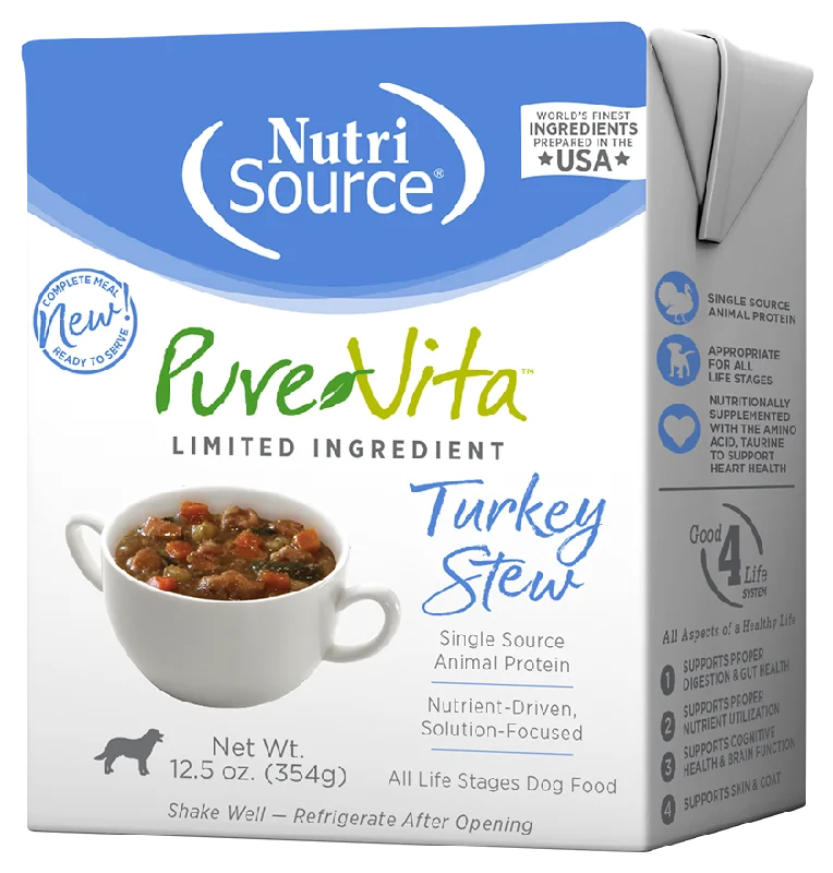 PureVita Wet Dog Food Grain-Inclusive Turkey Stew 12.5oz Tetra Single