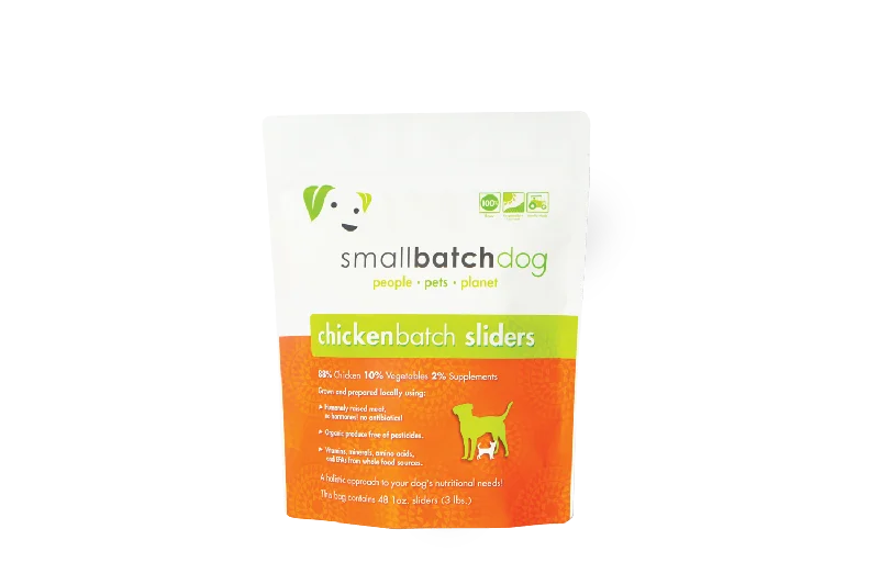 SmallBatch Frozen Raw Dog Food - Chicken Sliders 3lb Bag - 48 1oz sliders