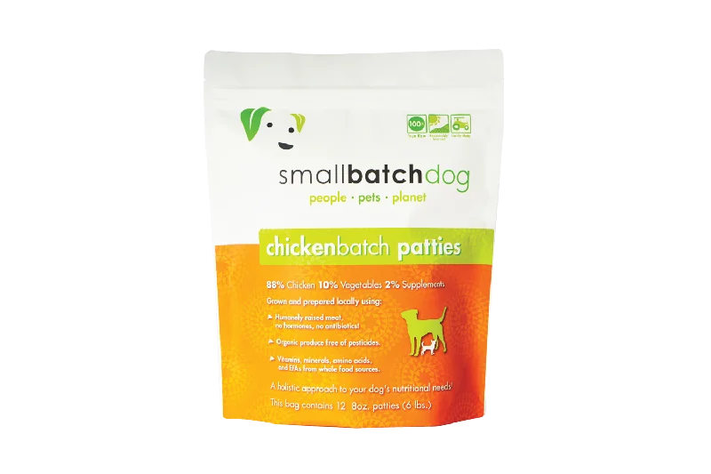 SmallBatch Frozen Raw Dog Food - Chicken Patties 6lb Bag - 12 8oz sliders