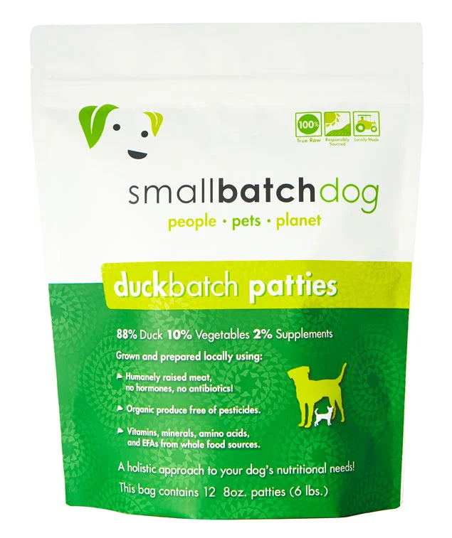 SmallBatch Frozen Raw Dog Food - Duck Patties 6lb Bag - 12 8oz sliders