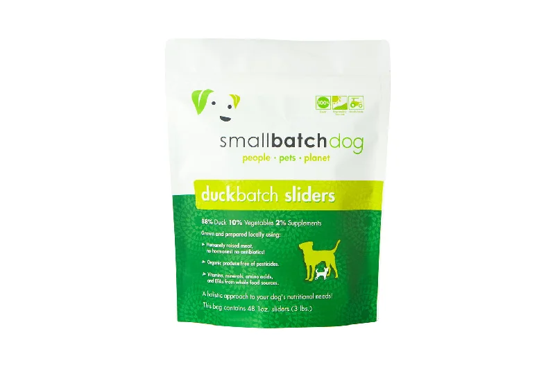 SmallBatch Frozen Raw Dog Food - Duck Sliders 3lb Bag - 48 1oz sliders