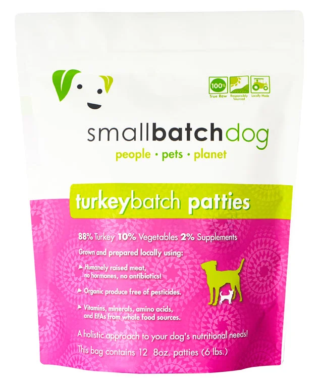 SmallBatch Frozen Raw Dog Food - Turkey Patties 6lb Bag - 12 8oz sliders