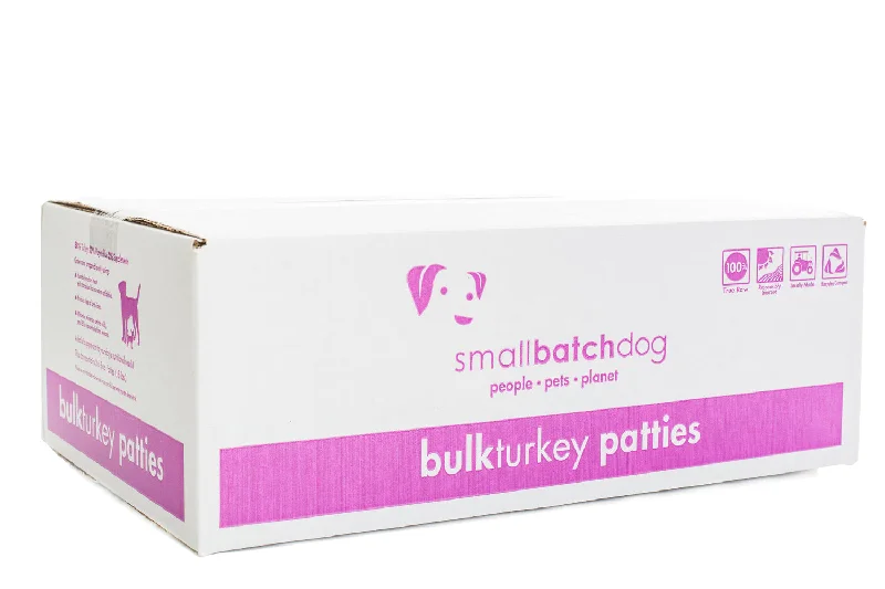 SmallBatch Frozen Raw Dog Food - Turkey Patties 18lb Bulk Box - 36 8oz sliders