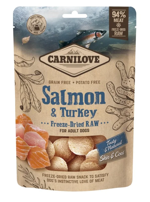 CARNILOVE Freeze-Dried RAW Salmon and Turkey Snack for Adult Dogs 60g