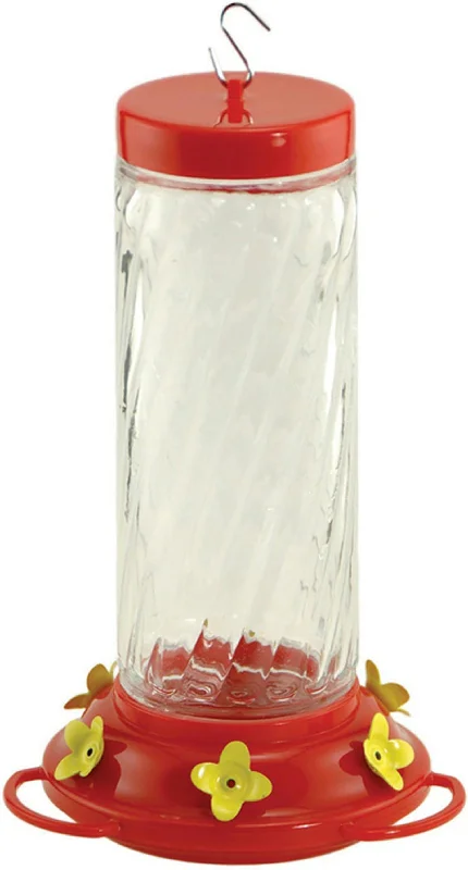 Feeder Hummingbird Swirl Pink Glass