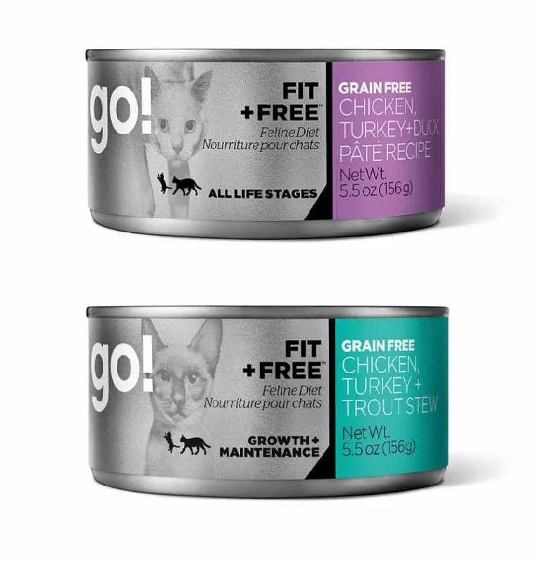 G0! FIT + FREE Grain Free Canned Cat Food; Available in different formulas