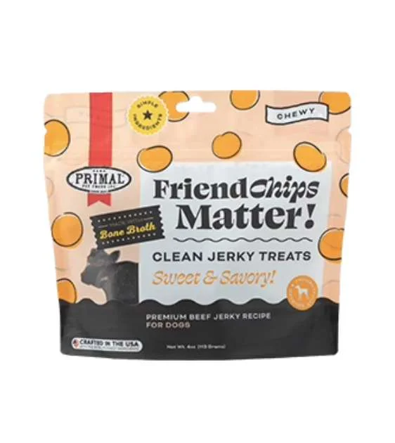 Primal FriendChips Matter - Beef with Broth Jerky Dog Treats